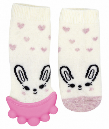 Sosete cu accesoriu dentitie BabyJem Teether Socks (Culoare: Roz) [2]