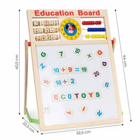 Tabla educationala din lemn cu doua fete si accesorii Ecotoys MB552 [5]