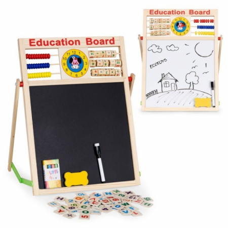 Tabla educationala din lemn cu doua fete si accesorii Ecotoys MB552 [2]