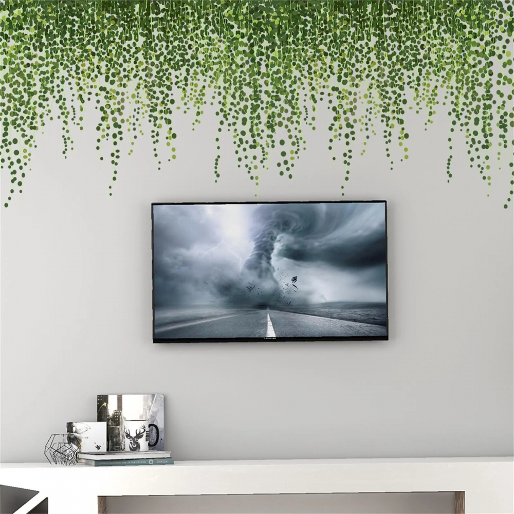 Autocolant de perete decorativ cu design de frunze tropicale verzi [2]