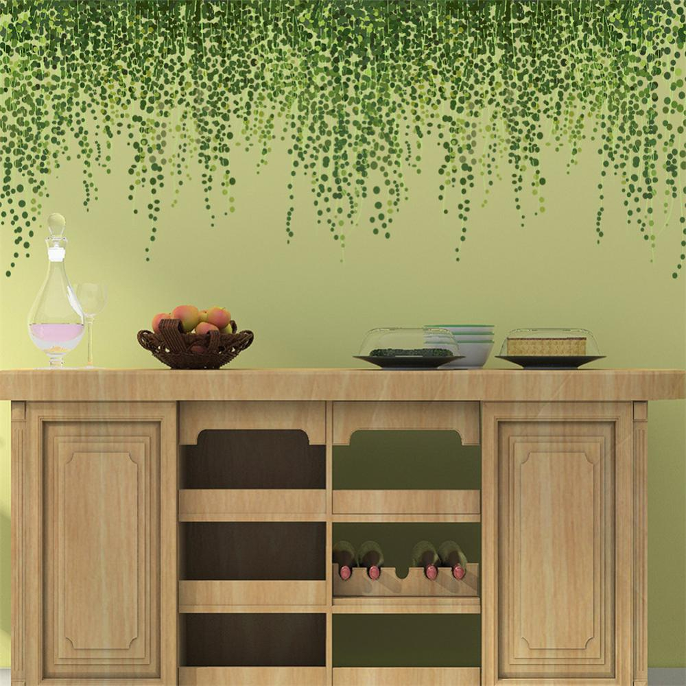 Autocolant de perete decorativ cu design de frunze tropicale verzi [8]