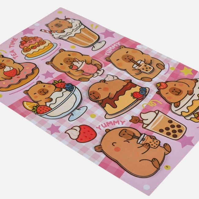Autocolante Capybara Handmade cu Deserturi și Băuturi [2]