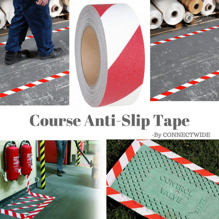 Banda Adeziva Antiderapanta, Alb-Rosu, pentru Scari/Trepte Interior/Exterior, Multisuprafete, Rezistenta la Apa, Lungime 5 m, Latime 5 cm, CBD CORAL BEST DEALS [5]