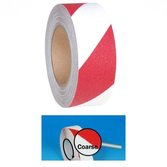 Banda Adeziva Antiderapanta, Alb-Rosu, pentru Scari/Trepte Interior/Exterior, Multisuprafete, Rezistenta la Apa, Lungime 5 m, Latime 5 cm, CBD CORAL BEST DEALS [6]
