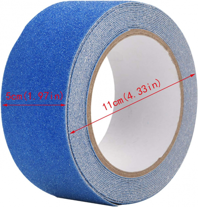 Banda Adeziva Antiderapanta, Albastru, pentru Scari/Trepte Interior/Exterior, Multisuprafete, Rezistenta la Apa, Lungime 5 m, Latime 5 cm, CBD CORAL BEST DEALS [2]
