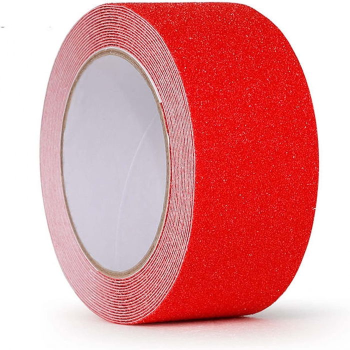 Banda Adeziva Antiderapanta, Rosu, pentru Scari/Trepte Interior/Exterior, Multisuprafete, Rezistenta la Apa, Lungime 5 m, Latime 5 cm, CBD CORAL BEST DEALS [4]
