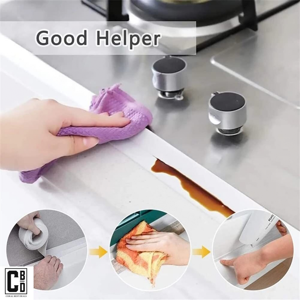 Banda Adeziva Antistropi pentru Izolare si Etansare Chiuveta, Plita, Cada si Cabina de Dus, 3.2m x 3.8cm, Premium Universal, Gri, CBD CORAL BEST DEALS 180 g [7]