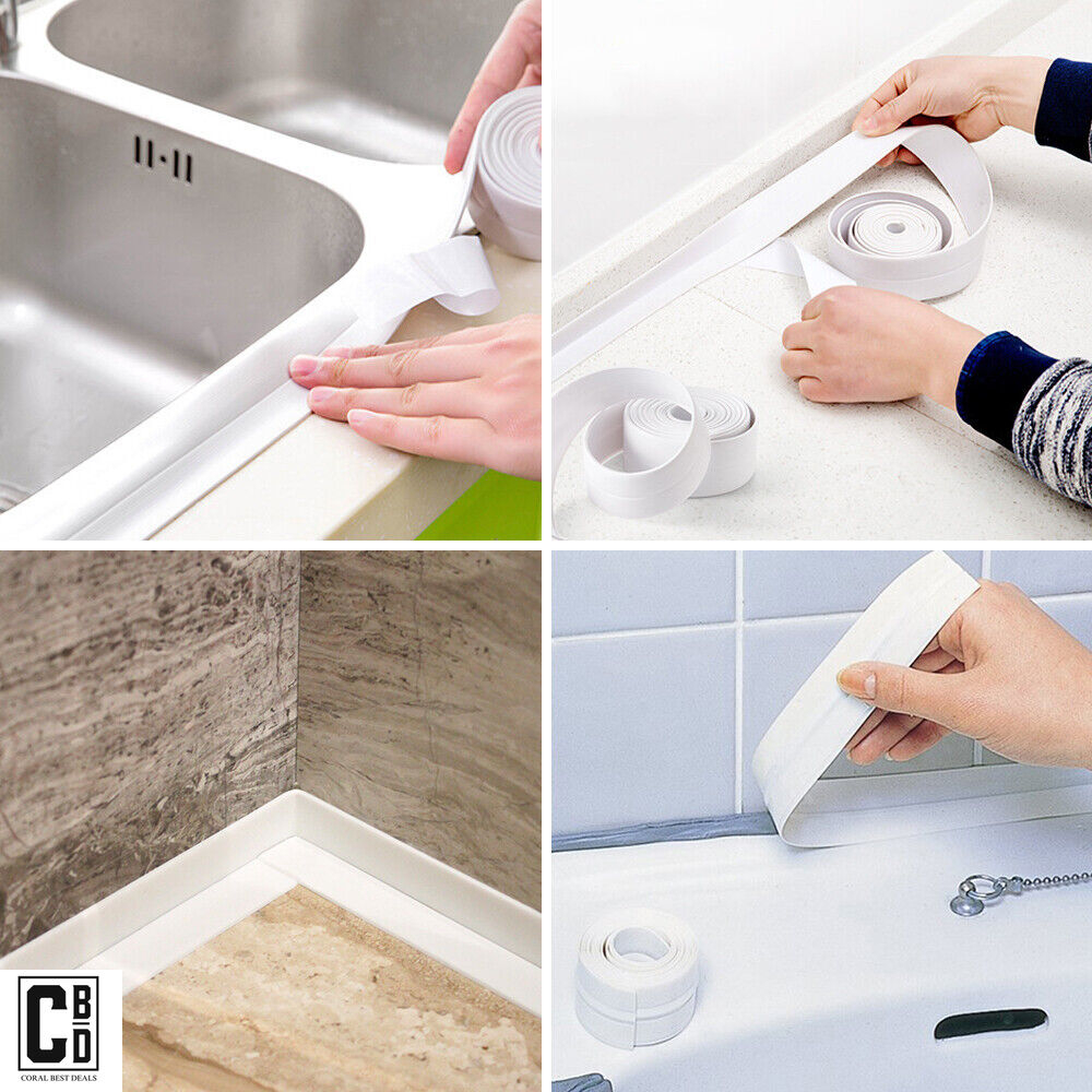 Banda Adeziva Antistropi pentru Izolare si Etansare Chiuveta, Plita, Cada si Cabina de Dus, 3.2m x 3.8cm, Premium Universal, Gri, CBD CORAL BEST DEALS 180 g [2]