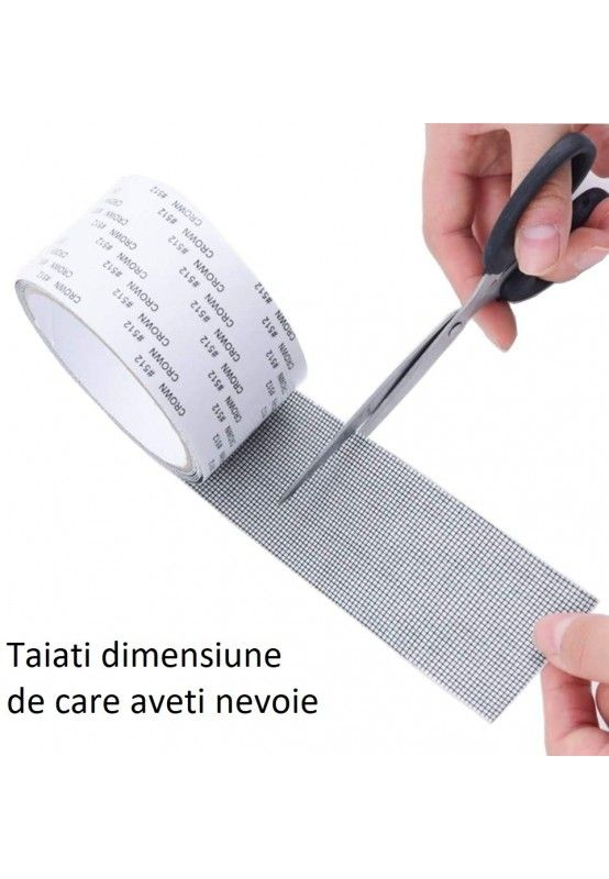 Banda Adeziva din Fibra de Sticla, pentru Reparare Plase de Tantari, Premium, 5 x 180 cm, Negru, CBD CORAL BEST DEALS [6]