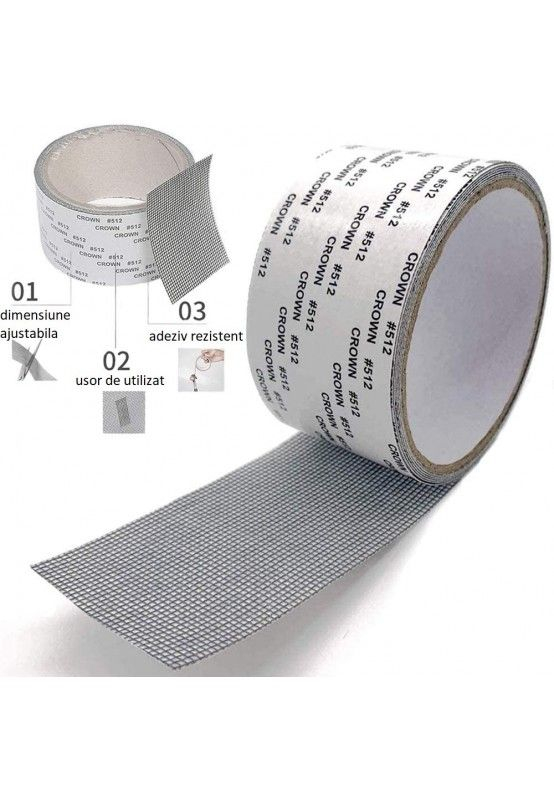 Banda Adeziva din Fibra de Sticla, pentru Reparare Plase de Tantari, Premium, 5 x 180 cm, Negru, CBD CORAL BEST DEALS [5]