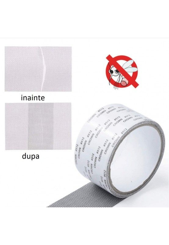 Banda Adeziva din Fibra de Sticla, pentru Reparare Plase de Tantari, Premium, 5 x 180 cm, Negru, CBD CORAL BEST DEALS [9]