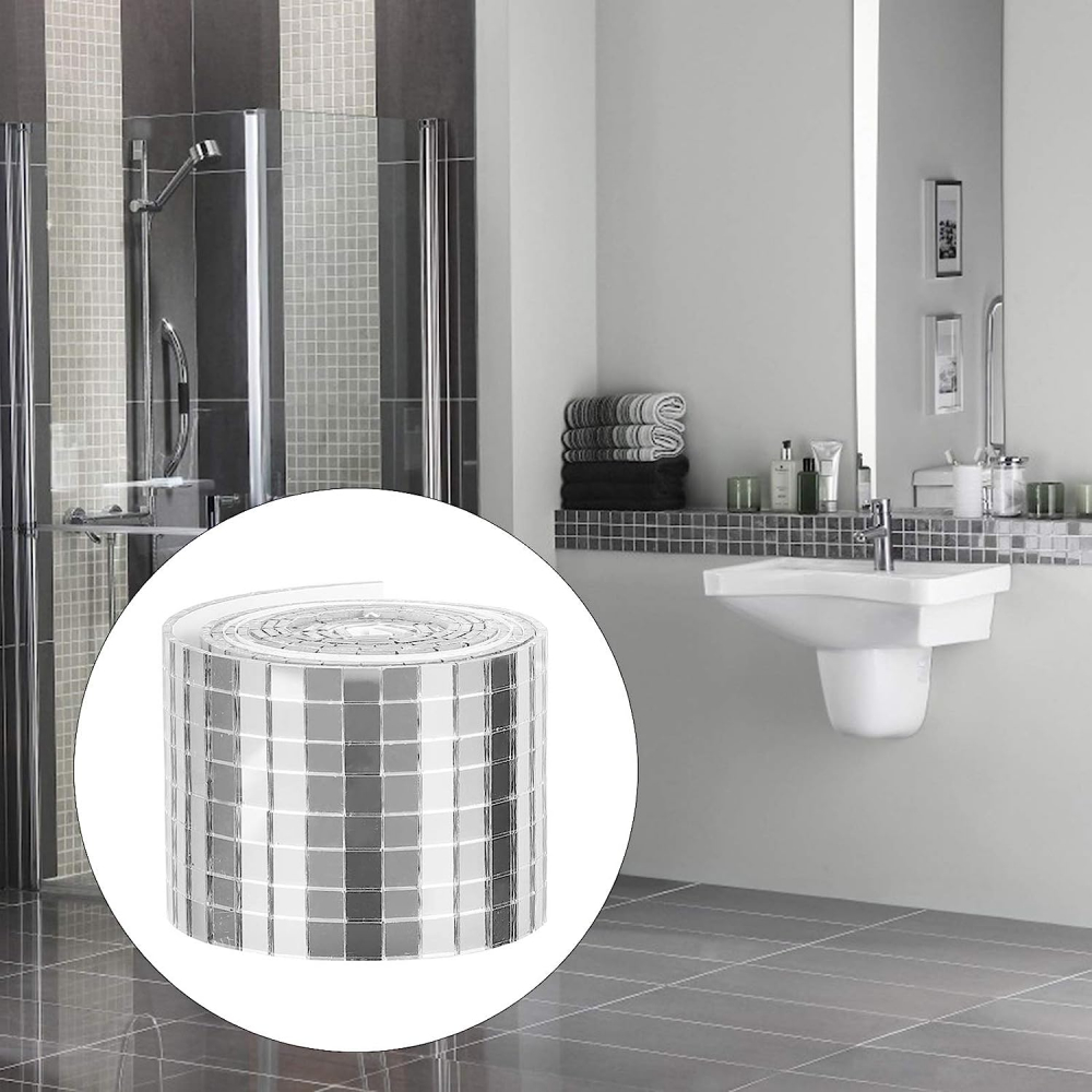 Banda Adeziva din Oglinda, Dimensiune 4 x 100 cm, pentru Home Design si Decor Obiecte, 1024 Bucati, Culoare Argintiu, CBD CORAL BEST DEALS 100 g [12]