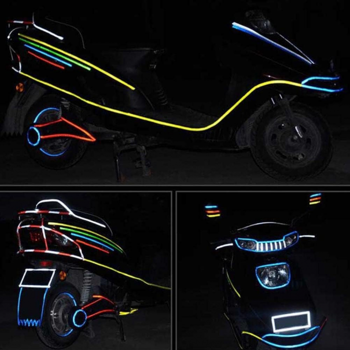 Banda Autoadeziva Reflectorizanta Galben pentru Tuning Masina, Motocicleta, pentru Decorare Bicicleta si Trotineta, pentru Semnalizare si Vizibilitate Sporita in Trafic, Adeziv Puternic si Rezistent, [4]