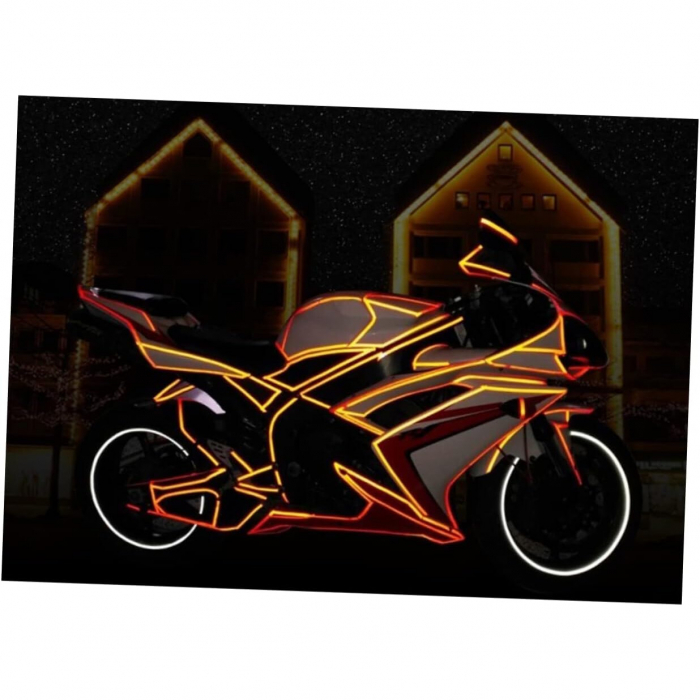 Banda Autoadeziva Reflectorizanta Galben si Negru pentru Tuning Masina, Motocicleta, pentru Decorare Bicicleta si Trotineta, pentru Semnalizare si Vizibilitate Sporita in Trafic, Adeziv Puternic si Re [12]