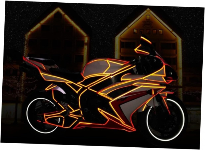 Banda Autoadeziva Reflectorizanta Galben si Negru pentru Tuning Masina, Motocicleta, pentru Decorare Bicicleta si Trotineta, pentru Semnalizare si Vizibilitate Sporita in Trafic, Adeziv Puternic si Re [23]
