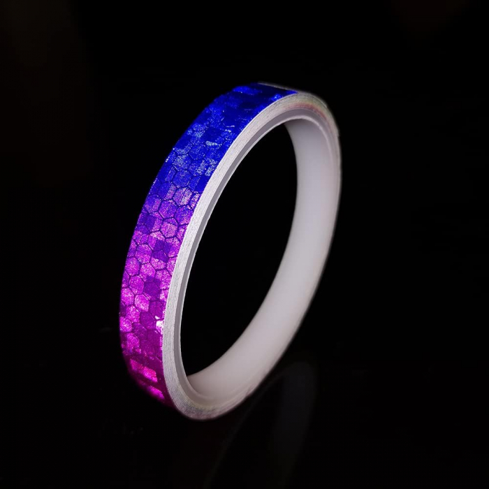 Banda Autoadeziva Reflectorizanta Multicolor pentru Tuning Masina, Motocicleta, pentru Decorare Bicicleta si Trotineta, pentru Semnalizare si Vizibilitate Sporita in Trafic, Adeziv Puternic si Reziste [3]