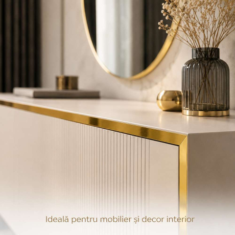 Bandă decorativă autoadezivă din inox Auriu Cromat, 5 m x 1 cm x 0,4 mm [4]
