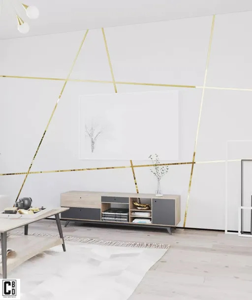 Bandă Gold lucioasă pentru mobilier și decor interior, autoadezivă, 2 cm x 5 m [8]
