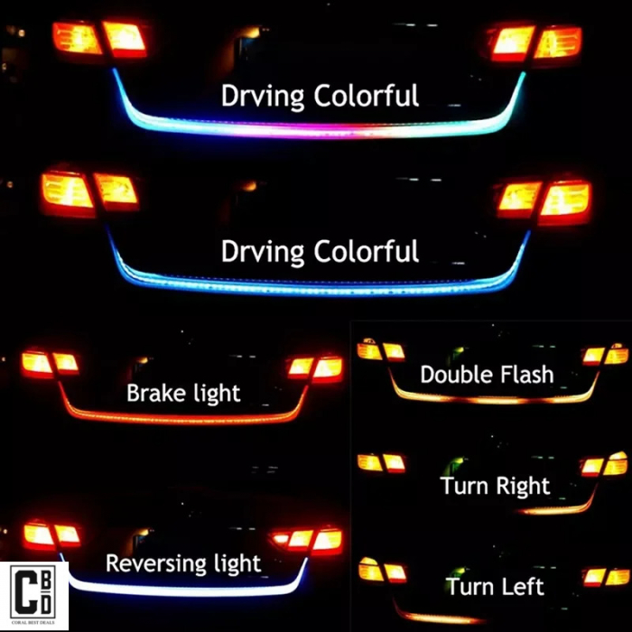 Banda LED Auto Activa 5 in 1 pentru Portbagaj: Semnalizare Dinamica, Stop, Avarie, Marsarier si Pozitie - 120 cm, CBD CORAL BEST DEALS [3]