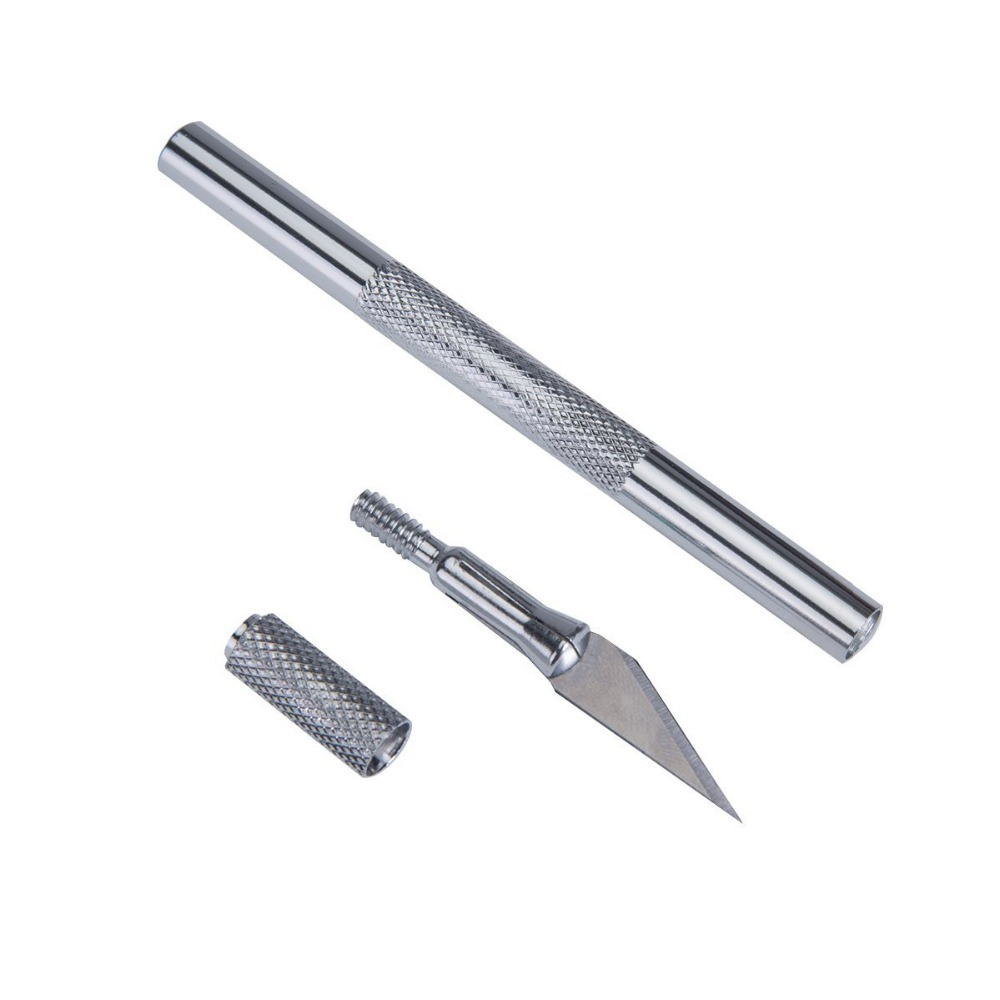 Bisturiu tip CUTTER pentru Diverse Activitati, Cutter Metalic de Precizie cu 5 Lame de Rezerva, Argintiu, CBD CORAL BEST DEALS [2]