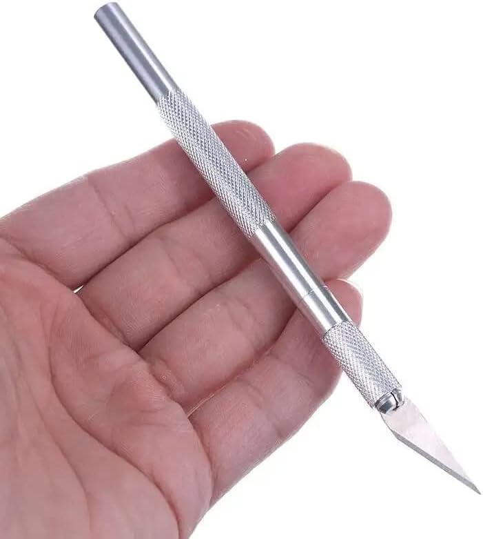 Bisturiu tip CUTTER pentru Diverse Activitati, Cutter Metalic de Precizie cu 5 Lame de Rezerva, Argintiu, CBD CORAL BEST DEALS [11]