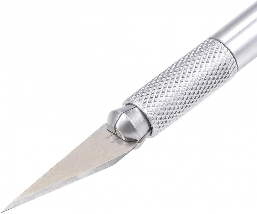 Bisturiu tip CUTTER pentru Diverse Activitati, Cutter Metalic de Precizie cu 5 Lame de Rezerva, Argintiu, CBD CORAL BEST DEALS [9]