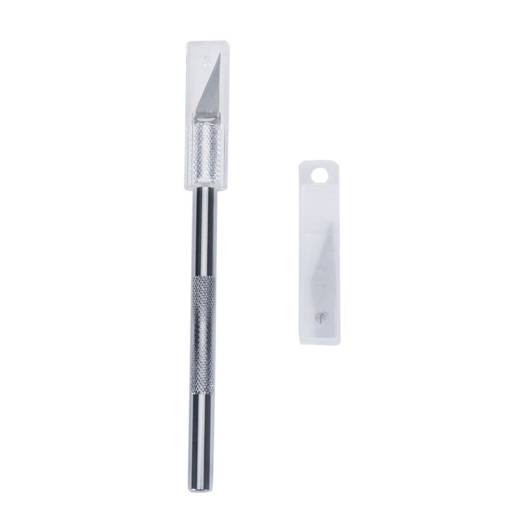 Bisturiu tip CUTTER pentru Diverse Activitati, Cutter Metalic de Precizie cu 5 Lame de Rezerva, Argintiu, CBD CORAL BEST DEALS [4]