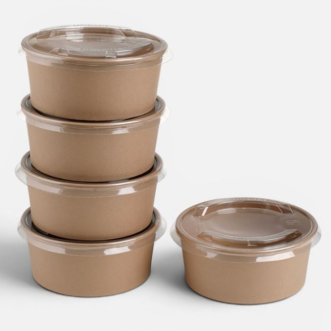 Boluri Kraft cu Capac Transparent 750ml – 5buc [2]