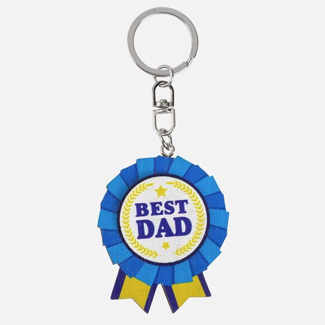 Breloc Best Dad Albastru-Galben din Metal și Lemn [4]
