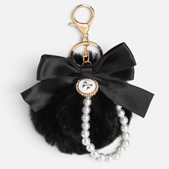 Breloc charm cu pompon negru 15 cm [2]