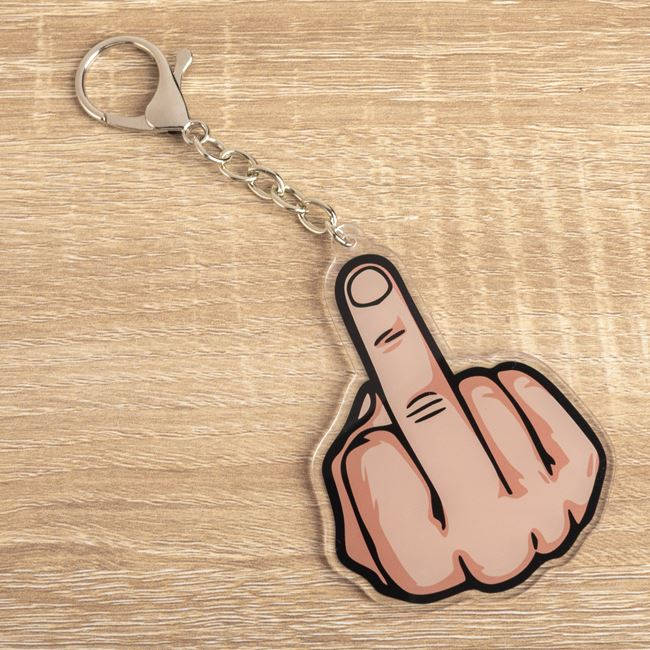 Breloc Middle Finger Bej din Acrilic, 6x8 cm [2]