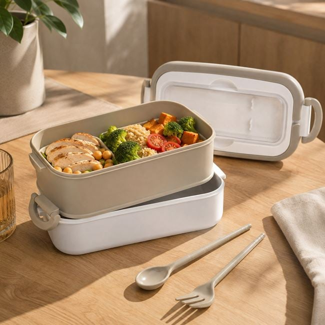 Caserolă Bento Bej 2 Niveluri, 2x900 ml [2]