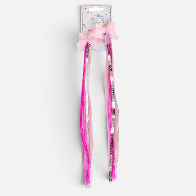 Clame de Păr cu Fundițe si Șuvițe Lungi pentru Copii 35cm – 2buc [4]