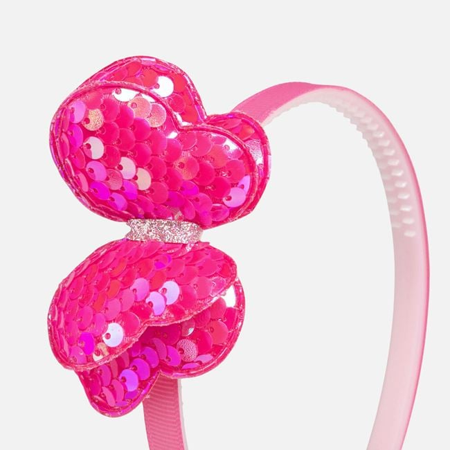 Coroniță de păr fucsia cu fluture și paiete pentru copii [3]