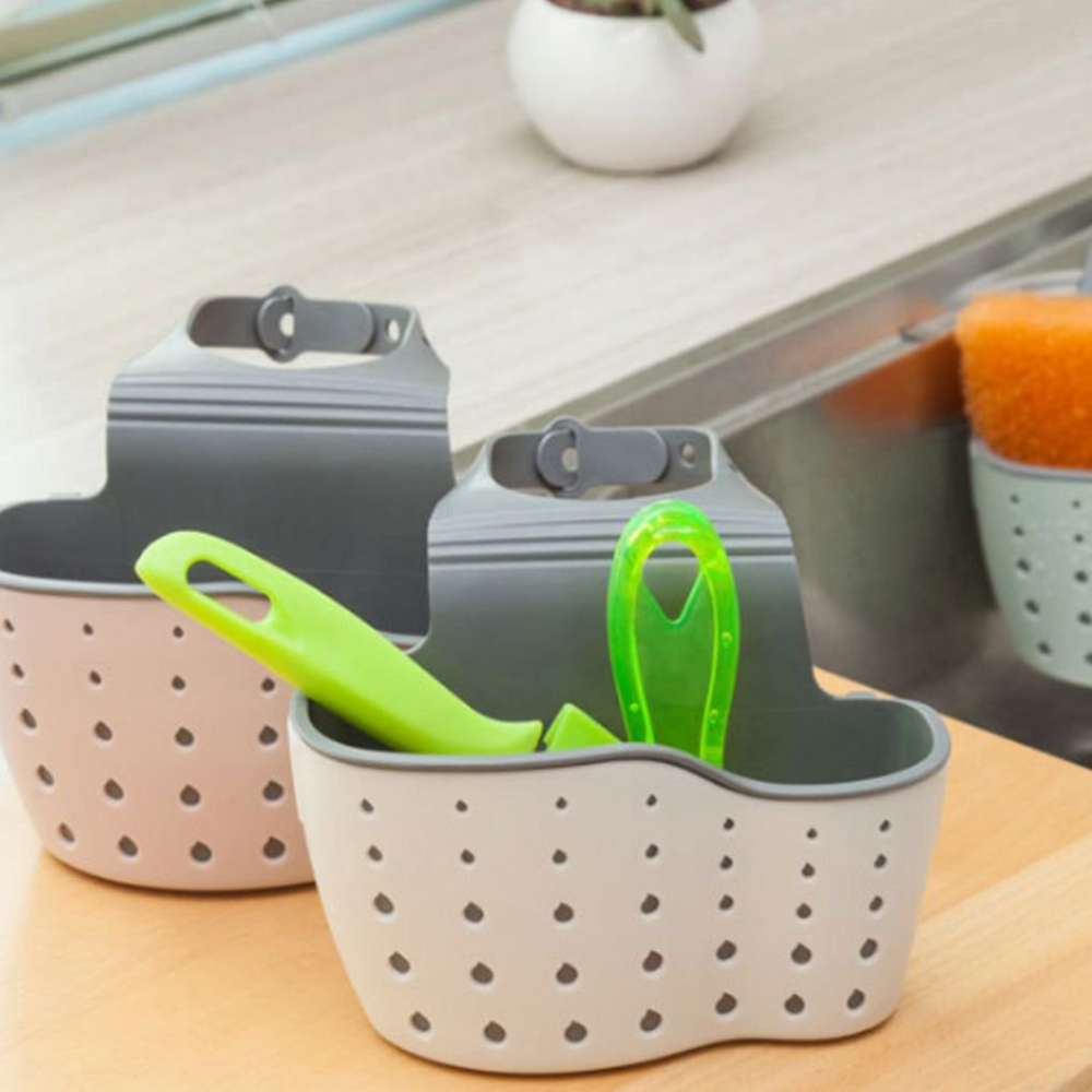 Cos pentru Burete de Spalat Vase Bucatarie, pentru Chiuveta, Curea Reglabila din Silicon, Roz, CBD CORAL BEST DEALS 1 [2]