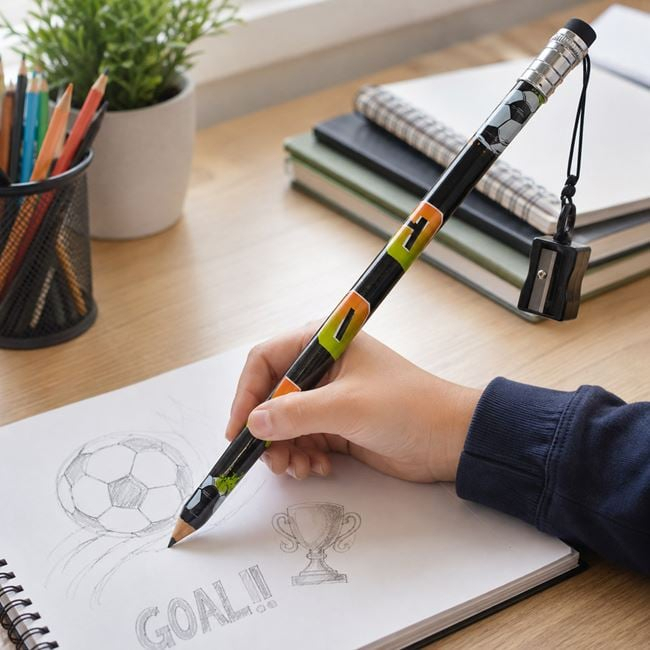 Creion Fancy Gigant Negru cu Minge de Fotbal, 38 cm, cu Ascuțitoare [2]