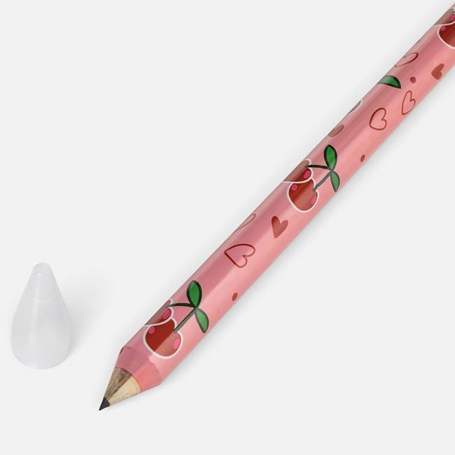Creion Fancy Gigant Roz cu Cireșe și Ascuțitoare, 38 cm [3]