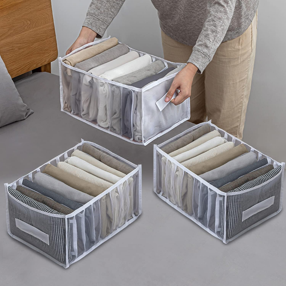 Cutie cu Plasa Textila, Corp cu 7 Compartimente si Lungime 36cm x latime 14cm x Inaltime 12cm, pentru Organizat Lenjerie de, Alb, CBD CORAL BEST DEALS Alb 36 cm [4]