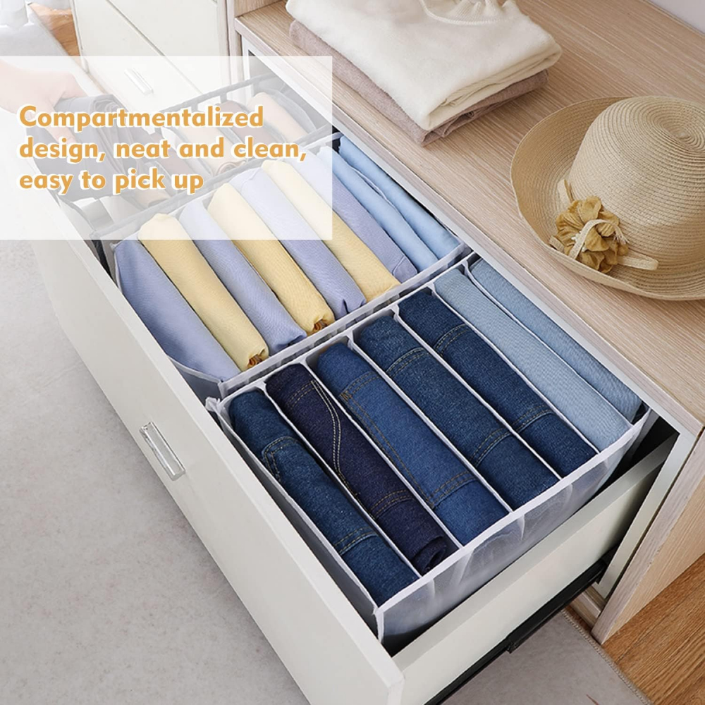 Cutie cu Plasa Textila, Corp cu 7 Compartimente si Lungime 36cm x latime 14cm x Inaltime 12cm, pentru Organizat Lenjerie de, Gri, CBD CORAL BEST DEALS Gri 36 cm [5]