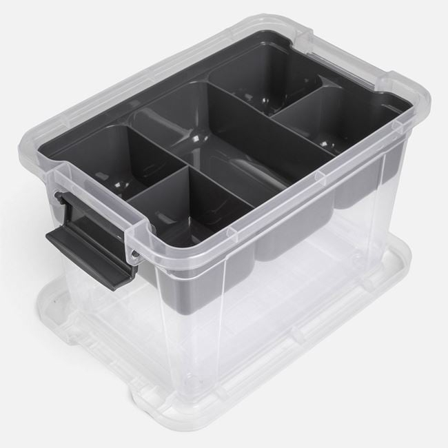 Cutie organizator transparent gri cu raft 2,25 L [3]