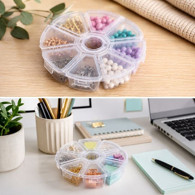 Cutie rotundă transparentă cu 8 compartimente diametru 10,2 cm [2]