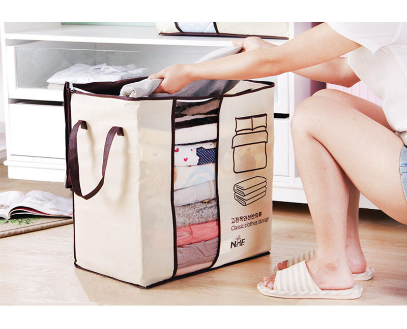 Cutie Textila, pentru Depozitarea si Transportul Hainelor si a Materialelor Textile cu Maner, 46 x 47 x 30 cm, CBD CORAL BEST DEALS Maro 47 cm [6]