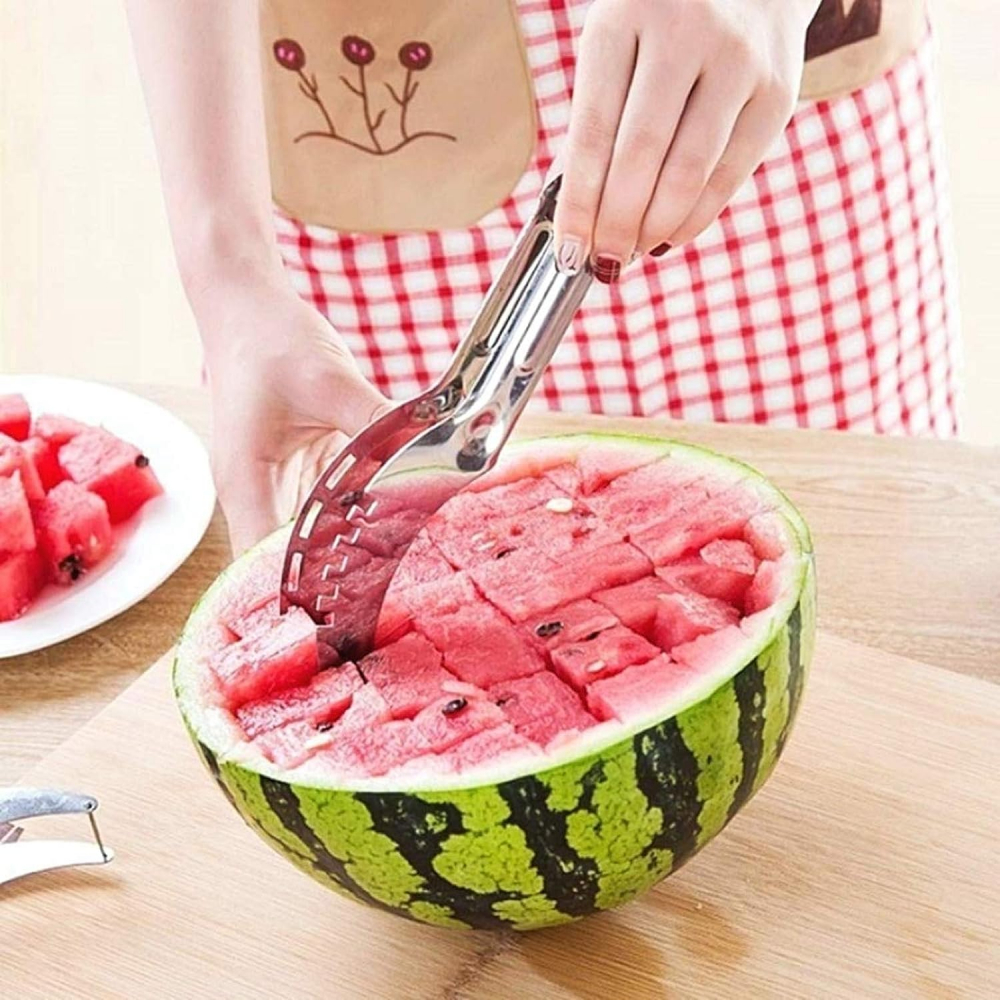 Cutit Feliator 2in1 cu Functie de Cleste, pentru Taiat si Servit Pepene Rosu si Galben, Inox, 22 cm, Premium, CBD CORAL BEST DEALS [8]