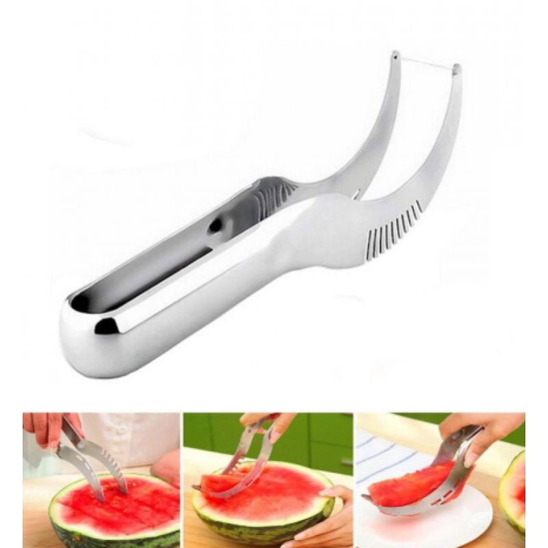 Cutit Feliator 2in1 cu Functie de Cleste, pentru Taiat si Servit Pepene Rosu si Galben, Inox, 22 cm, Premium, CBD CORAL BEST DEALS [4]