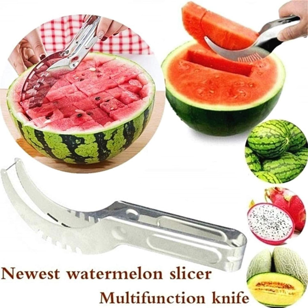 Cutit Feliator 2in1 cu Functie de Cleste, pentru Taiat si Servit Pepene Rosu si Galben, Inox, 22 cm, Premium, CBD CORAL BEST DEALS [5]