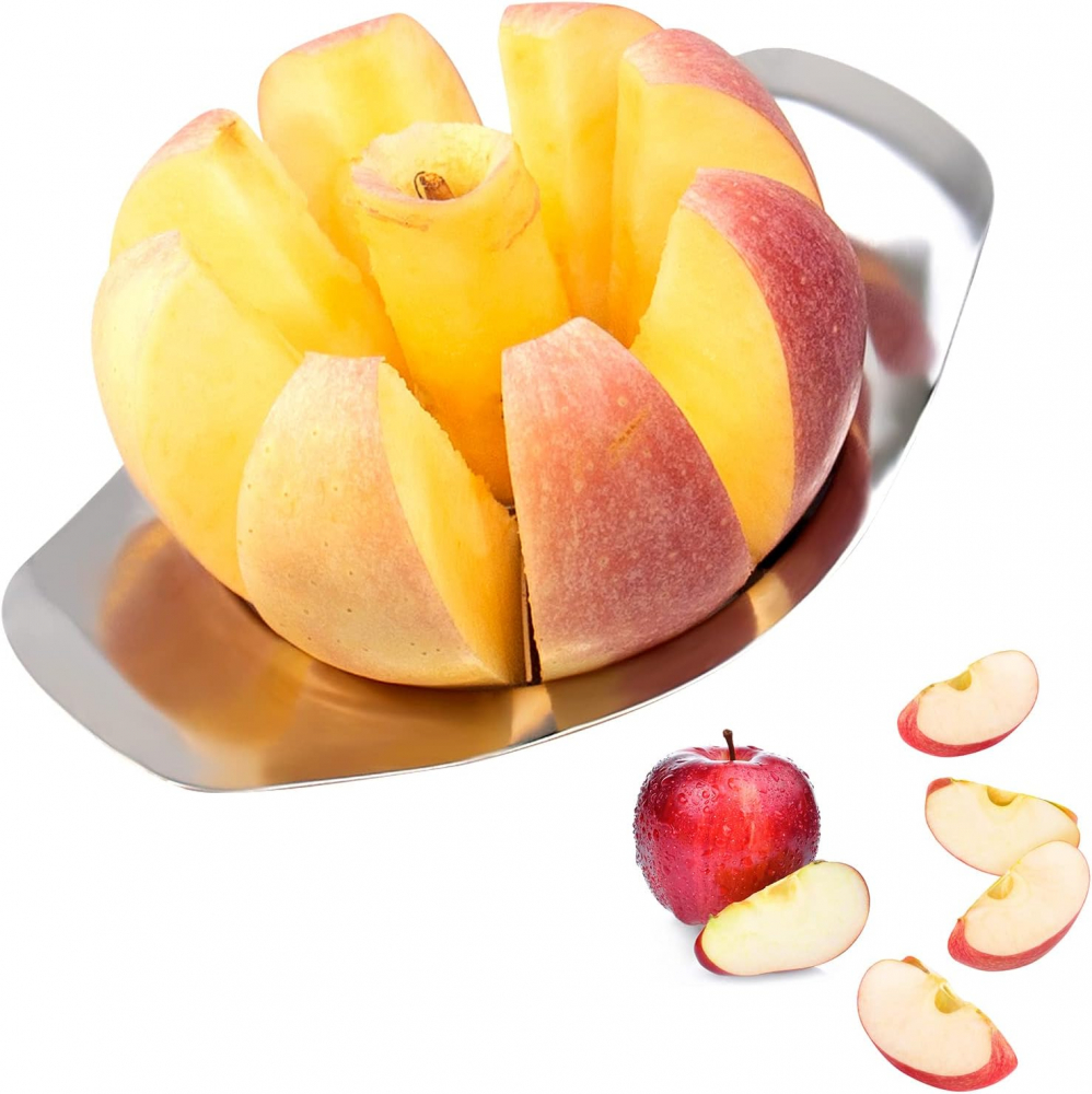 Cutit Feliator Fructe in 8 Felii Egale, pentru Taiat Mere si Pere, din Inox, Premium, Argintiu, Universal, CBD CORAL BEST DEALS [9]