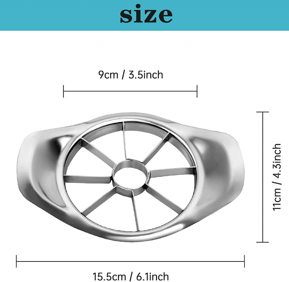 Cutit Feliator Fructe in 8 Felii Egale, pentru Taiat Mere si Pere, din Inox, Premium, Argintiu, Universal, CBD CORAL BEST DEALS [8]