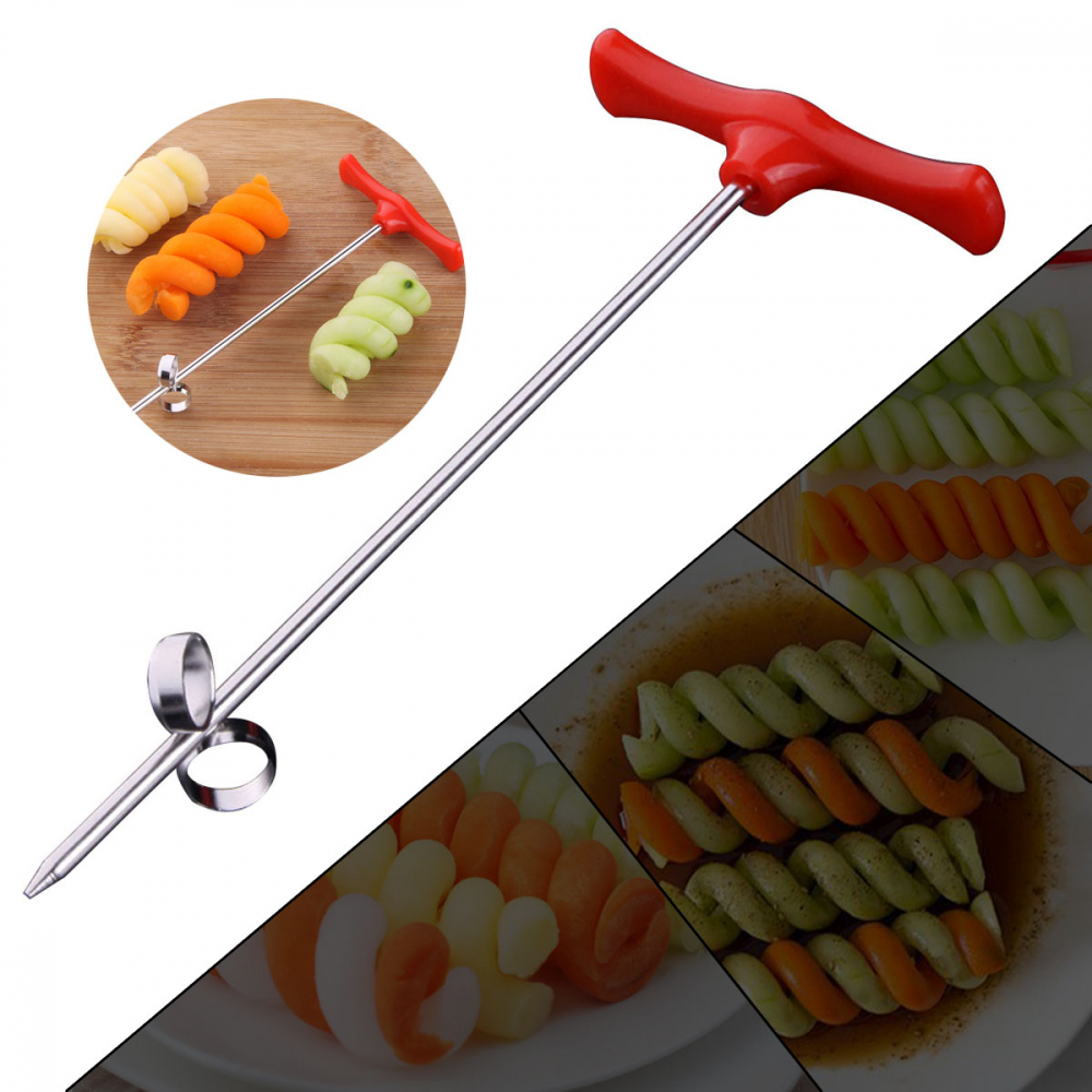 Cutit Multifuntional pentru Spiralat Cartofii, Ergonimic si Eficient, Rosu, CBD CORAL BEST DEALS Rosu [6]
