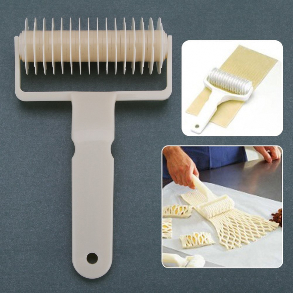 Cutit roller pentru Taiat, modelat Aluat pentru Placinte, Foietaj si Prajituri, PVC, Alb, 10 x 17.5 cm Alb [3]
