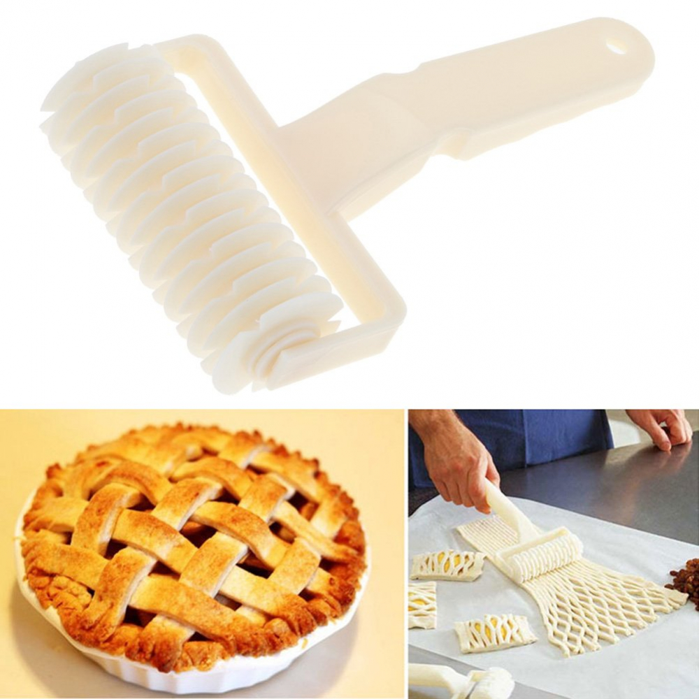 Cutit roller pentru Taiat, modelat Aluat pentru Placinte, Foietaj si Prajituri, PVC, Alb, 10 x 17.5 cm Alb [4]
